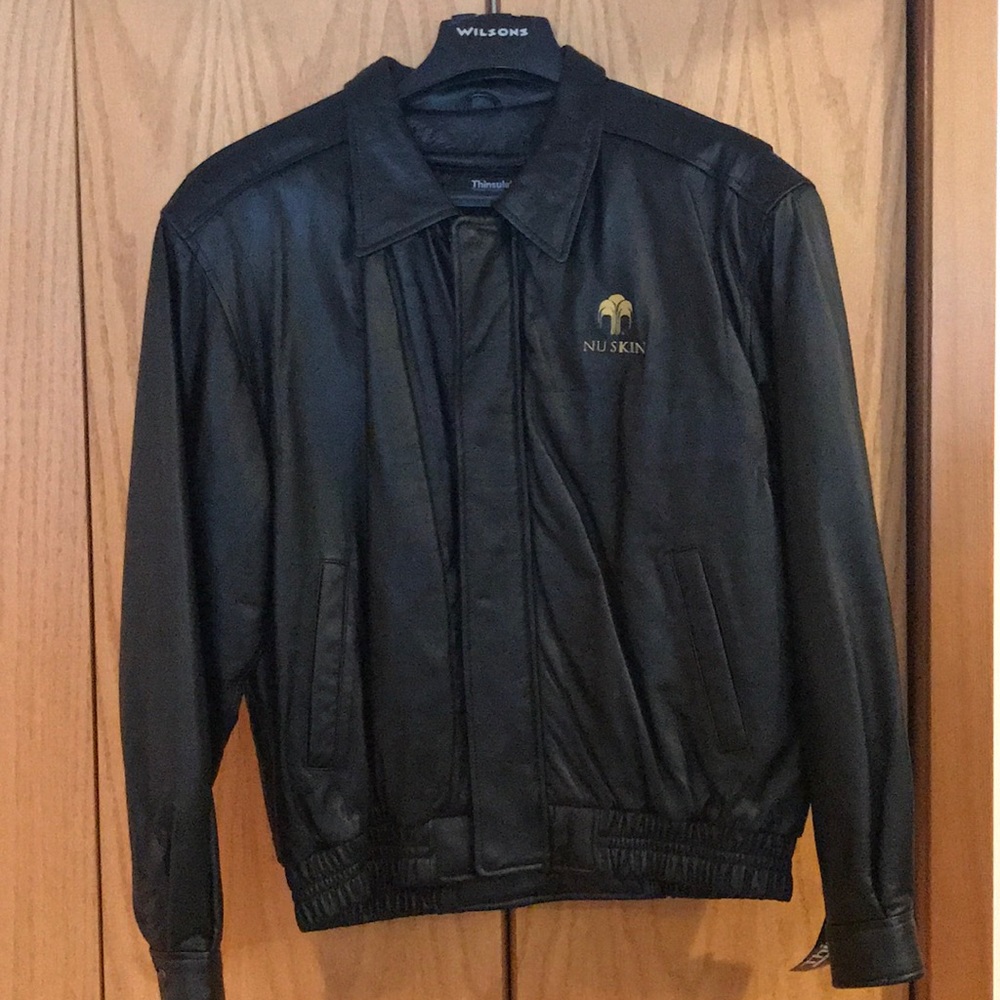 Black leather bomber jacket NWT